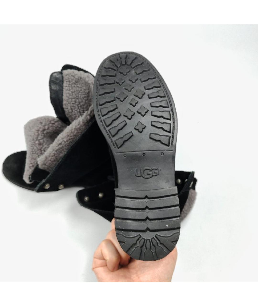 UGG AUSTRALIA Черные кожаные ботинки, фото 5