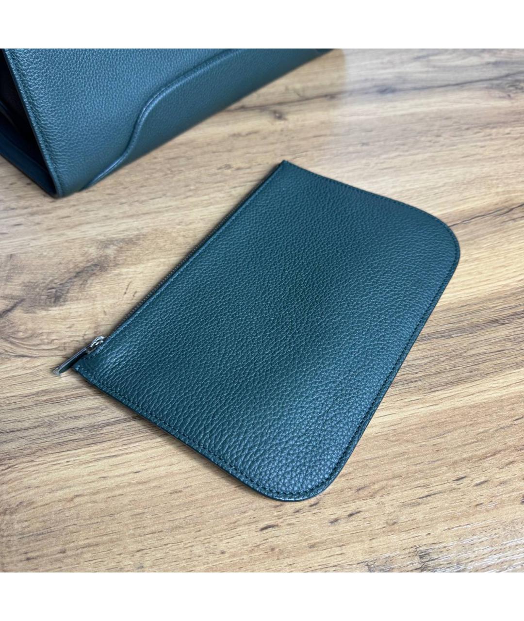 LORO PIANA Зеленая кожаная сумка с короткими ручками, фото 8