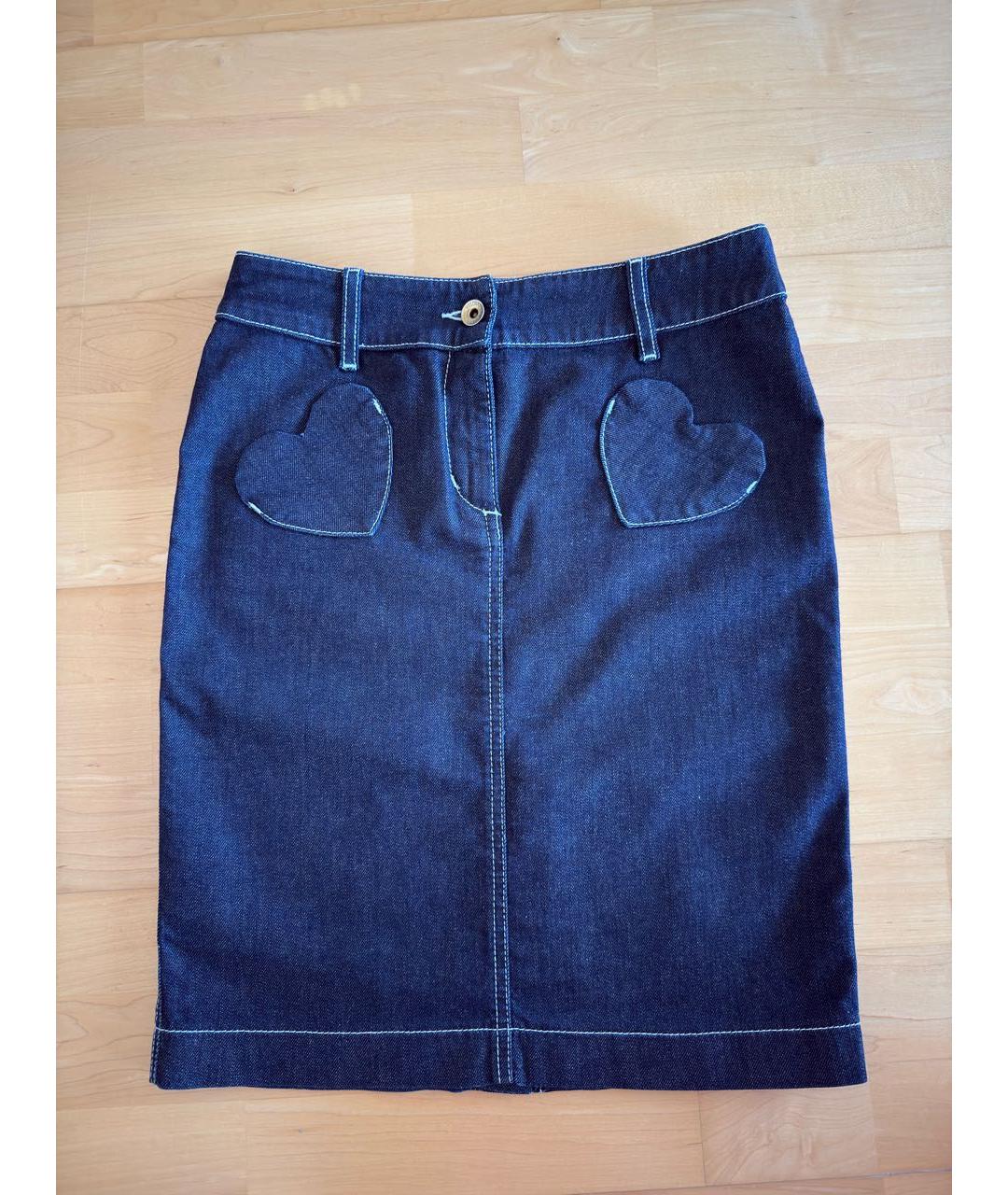 LOVE MOSCHINO Темно-синяя деним юбка мини, фото 5