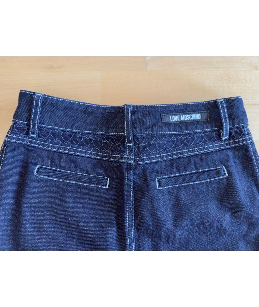 LOVE MOSCHINO Темно-синяя деним юбка мини, фото 3