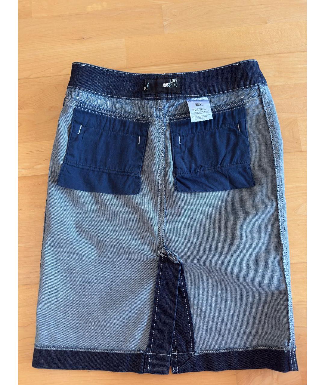 LOVE MOSCHINO Темно-синяя деним юбка мини, фото 4