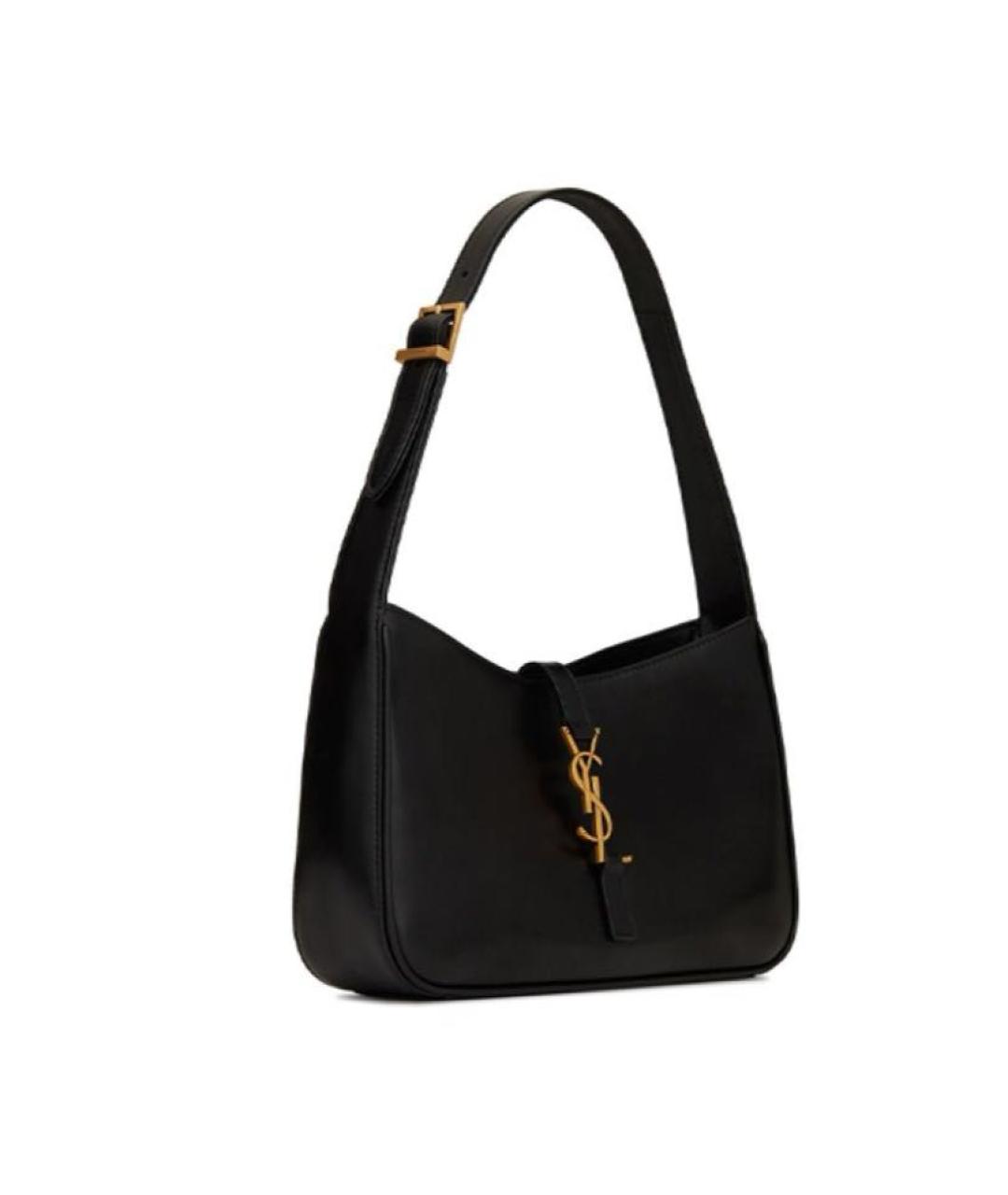 SAINT LAURENT Черная кожаная сумка с короткими ручками, фото 2