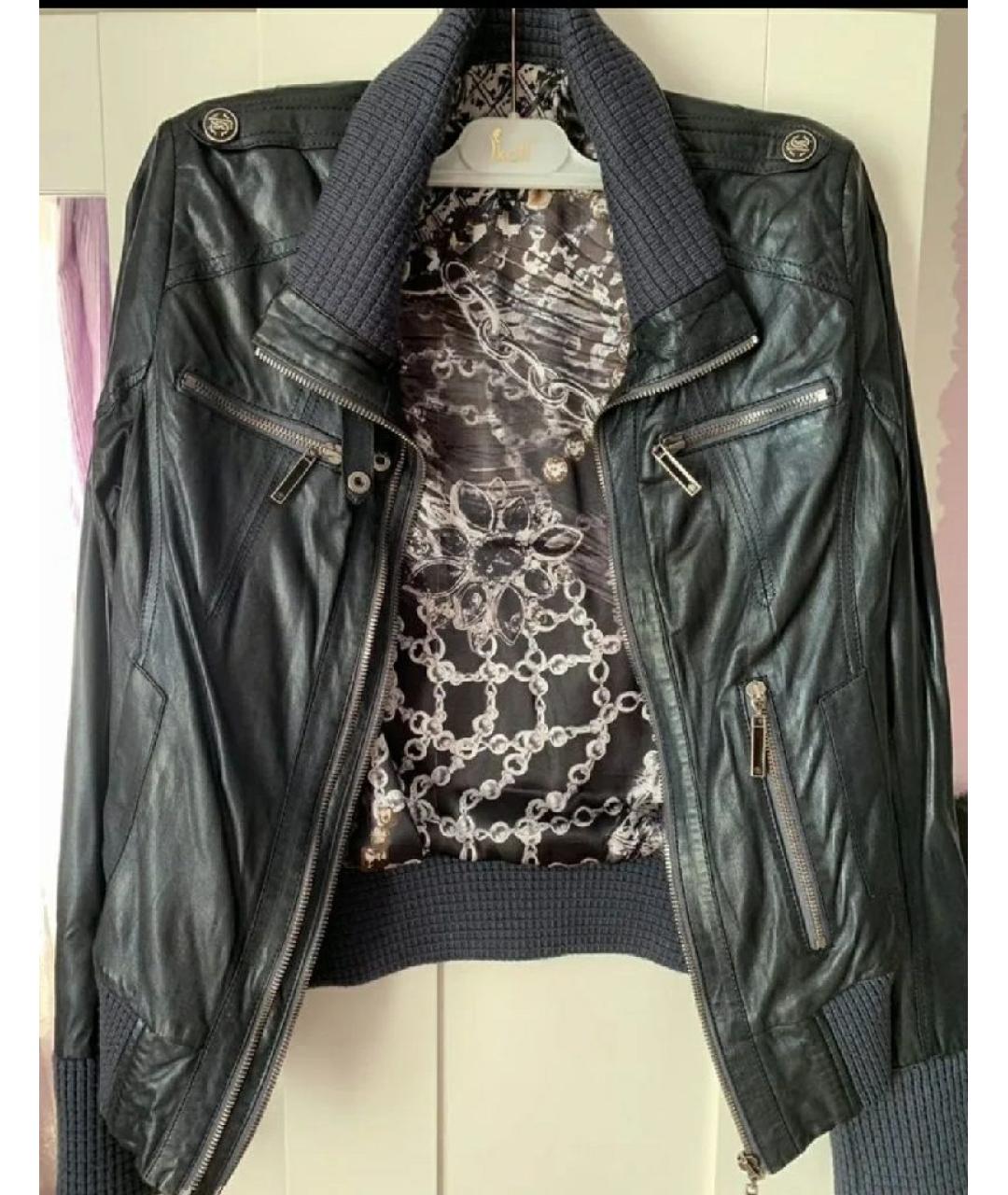 ROBERTO CAVALLI Черная кожаная куртка, фото 2