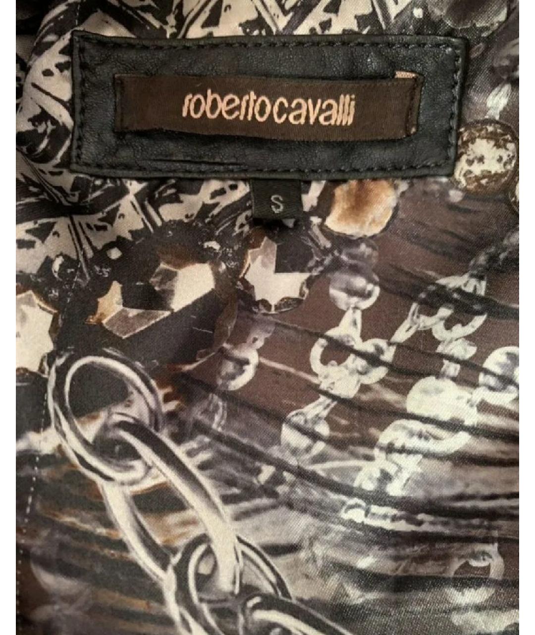 ROBERTO CAVALLI Черная кожаная куртка, фото 3