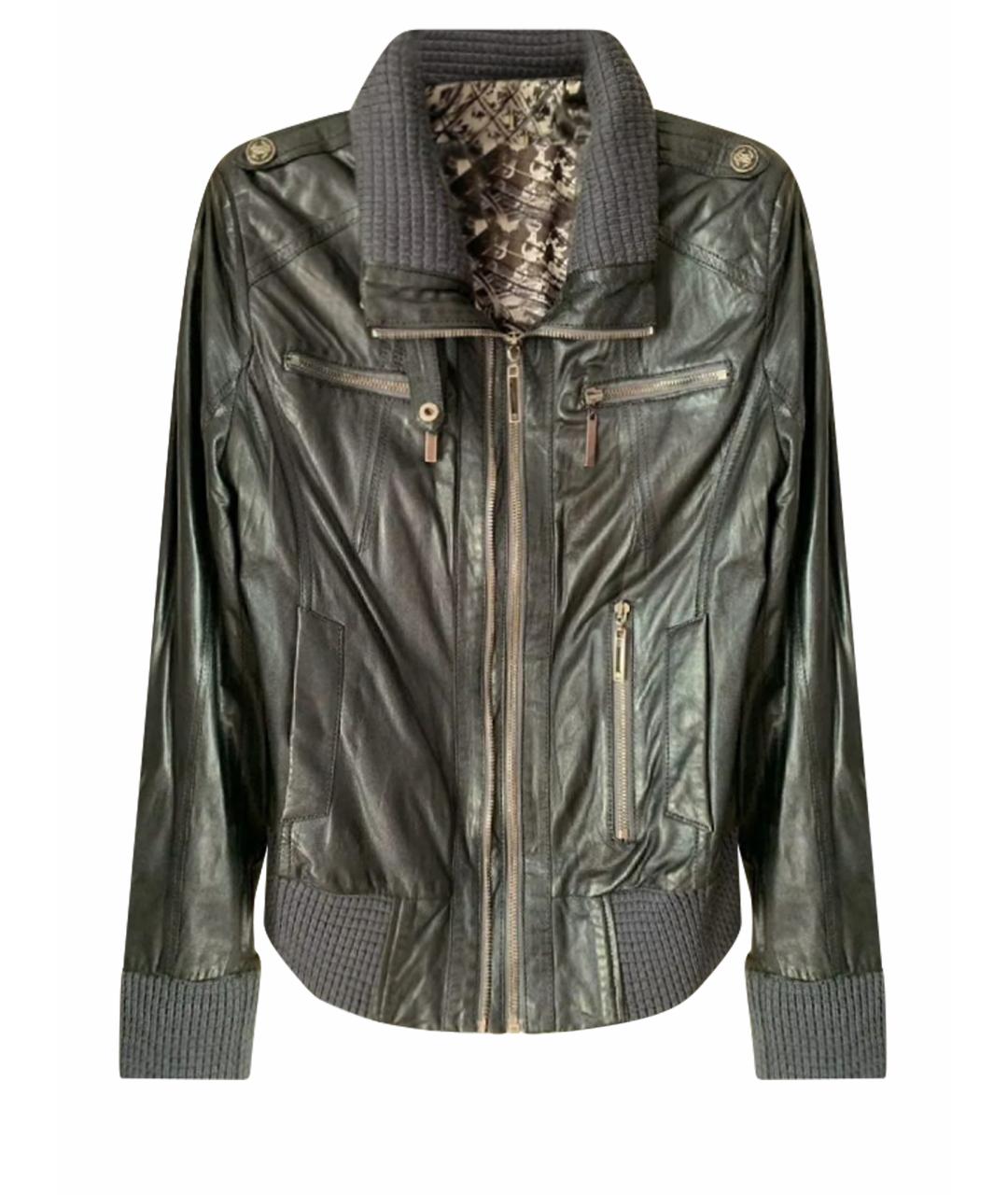 ROBERTO CAVALLI Черная кожаная куртка, фото 1