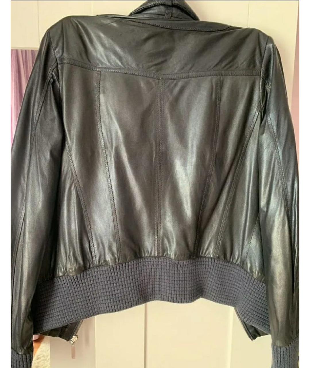 ROBERTO CAVALLI Черная кожаная куртка, фото 4