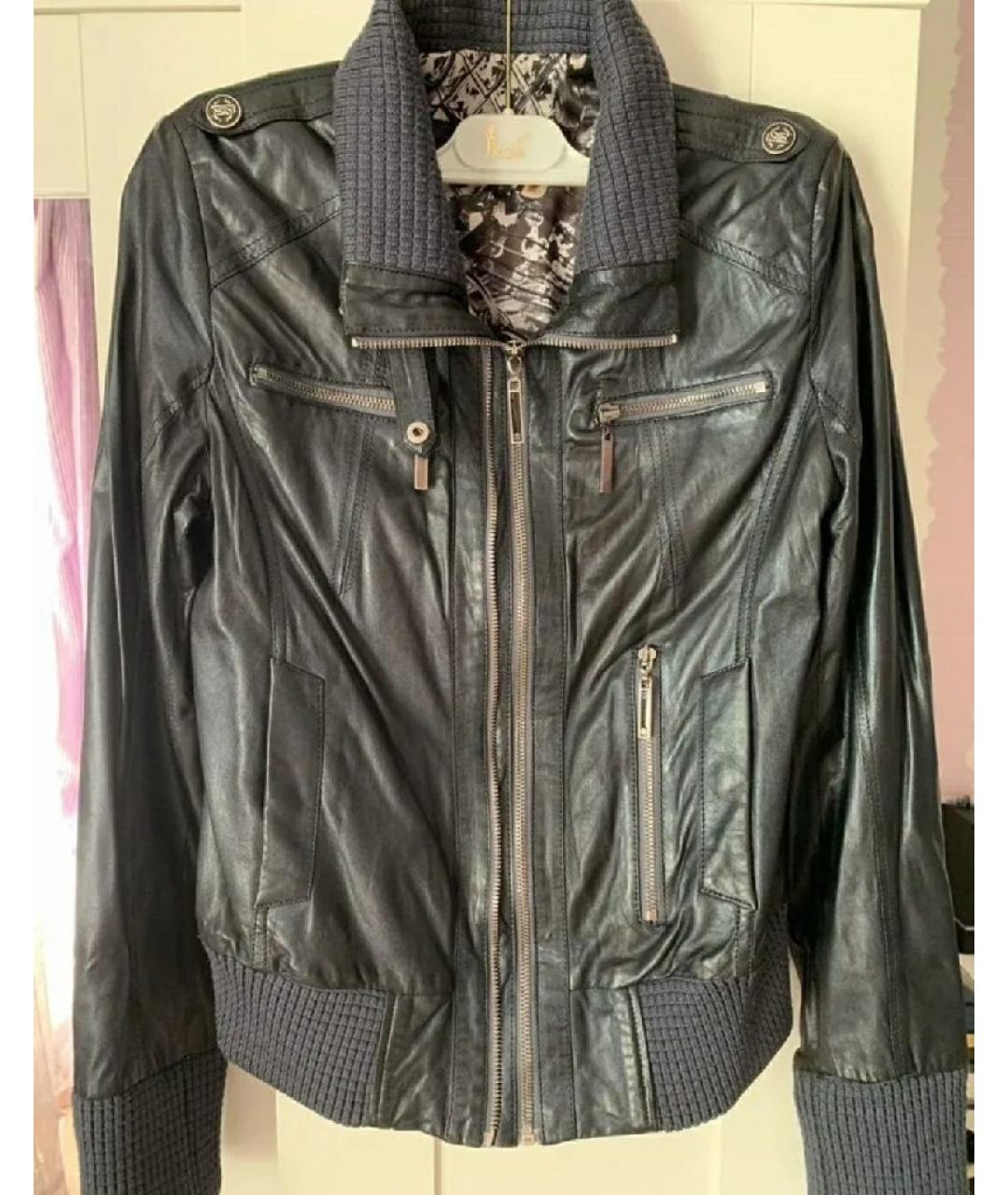 ROBERTO CAVALLI Черная кожаная куртка, фото 5