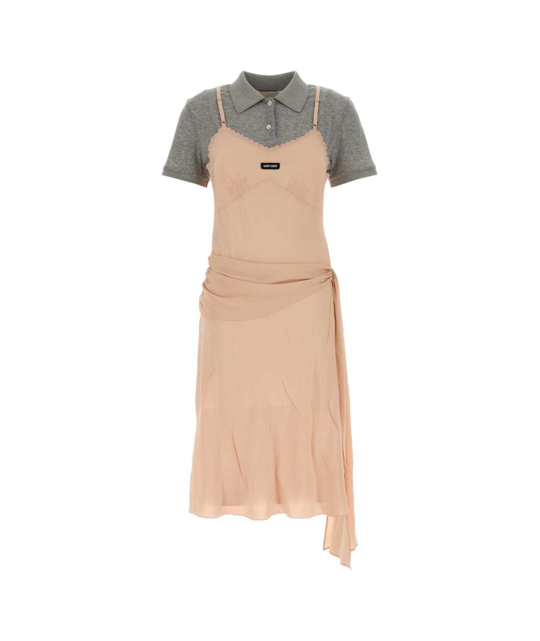MIU MIU Розовое шелковое повседневное платье, фото 1
