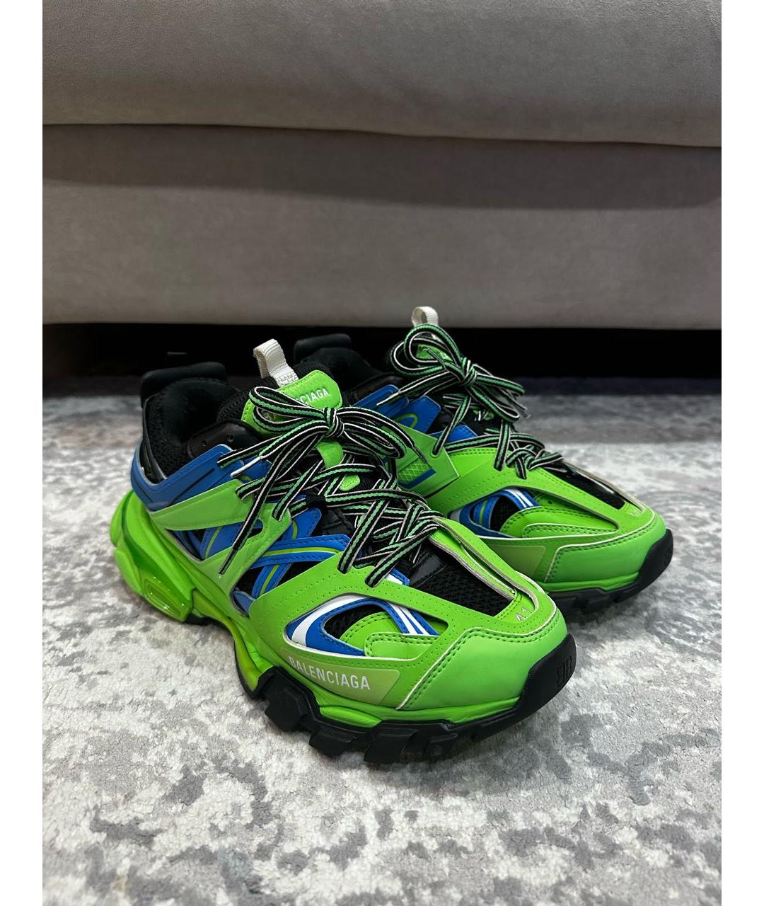 BALENCIAGA Зеленые текстильные низкие кроссовки / кеды, фото 2