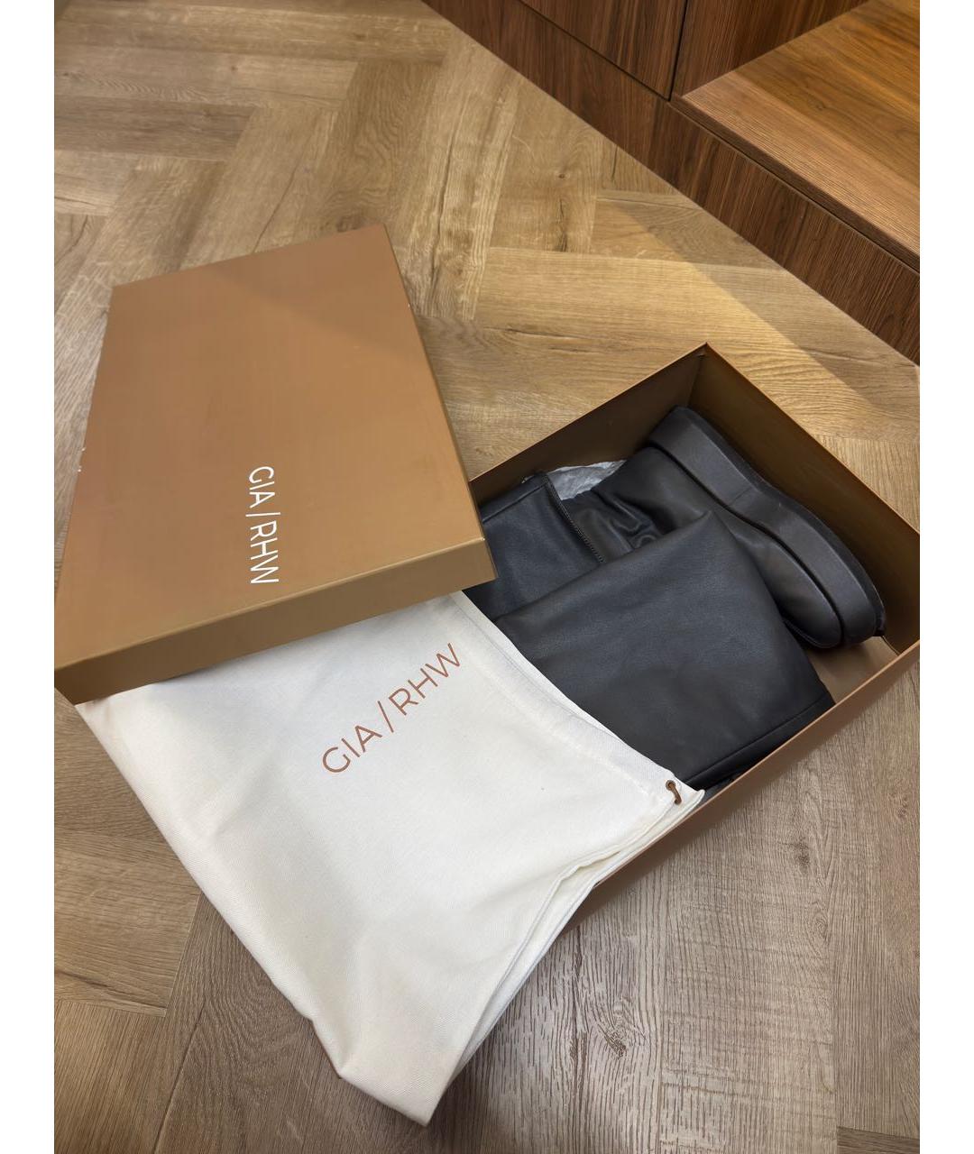 GIABORGHINI Серые кожаные ботфорты, фото 3