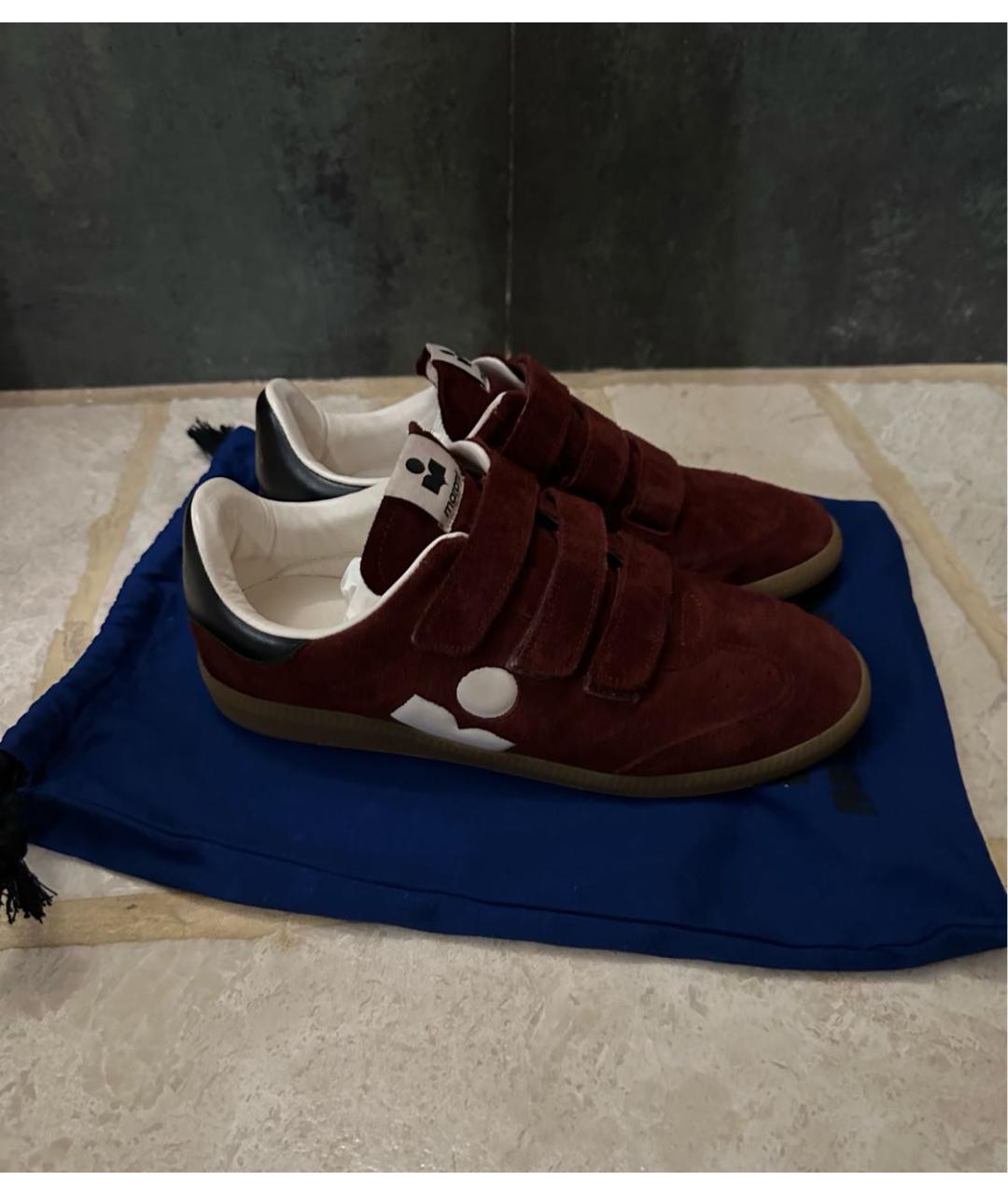 ISABEL MARANT Бордовые замшевые кеды, фото 2