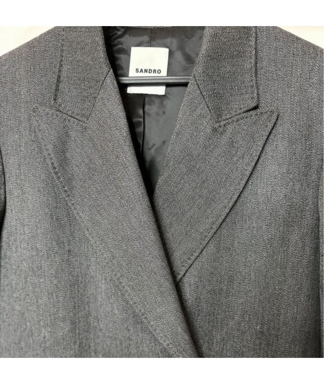 SANDRO Антрацитовое шерстяное пальто, фото 3