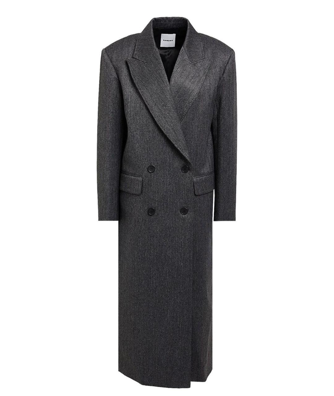 SANDRO Антрацитовое шерстяное пальто, фото 1