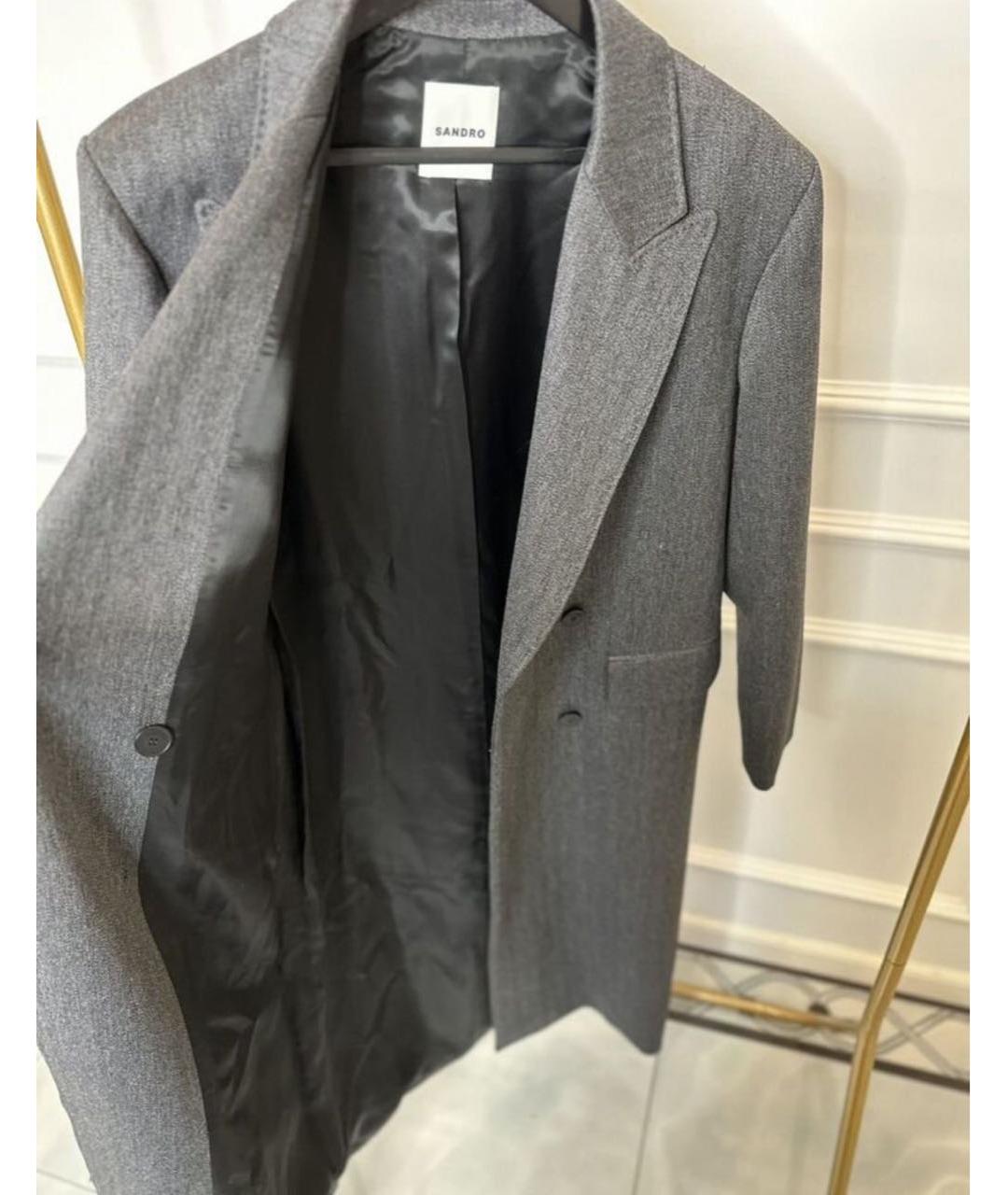 SANDRO Антрацитовое шерстяное пальто, фото 5