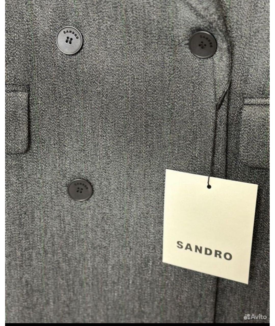 SANDRO Антрацитовое шерстяное пальто, фото 4