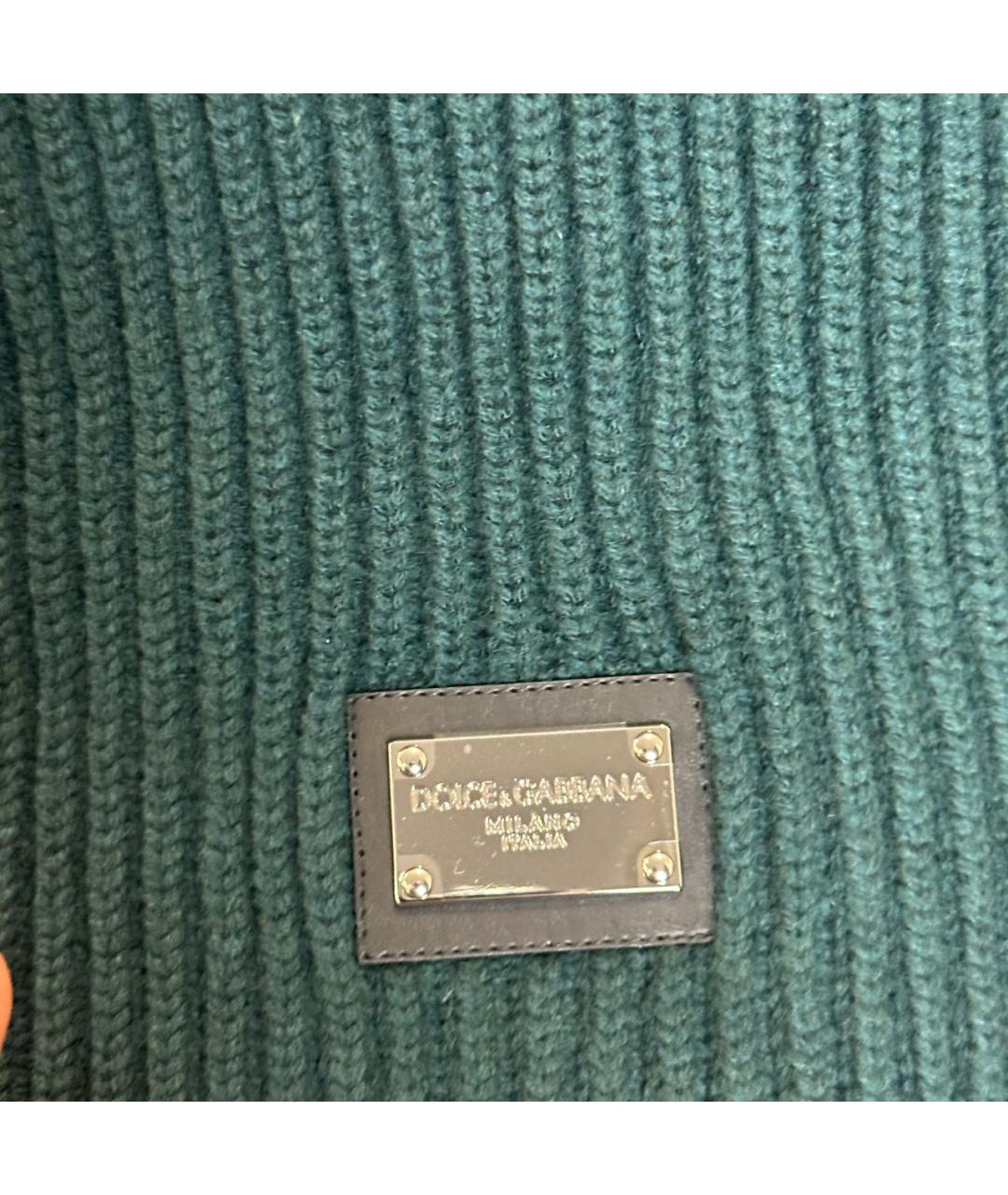 DOLCE&GABBANA Зеленый шерстяной шарф, фото 2