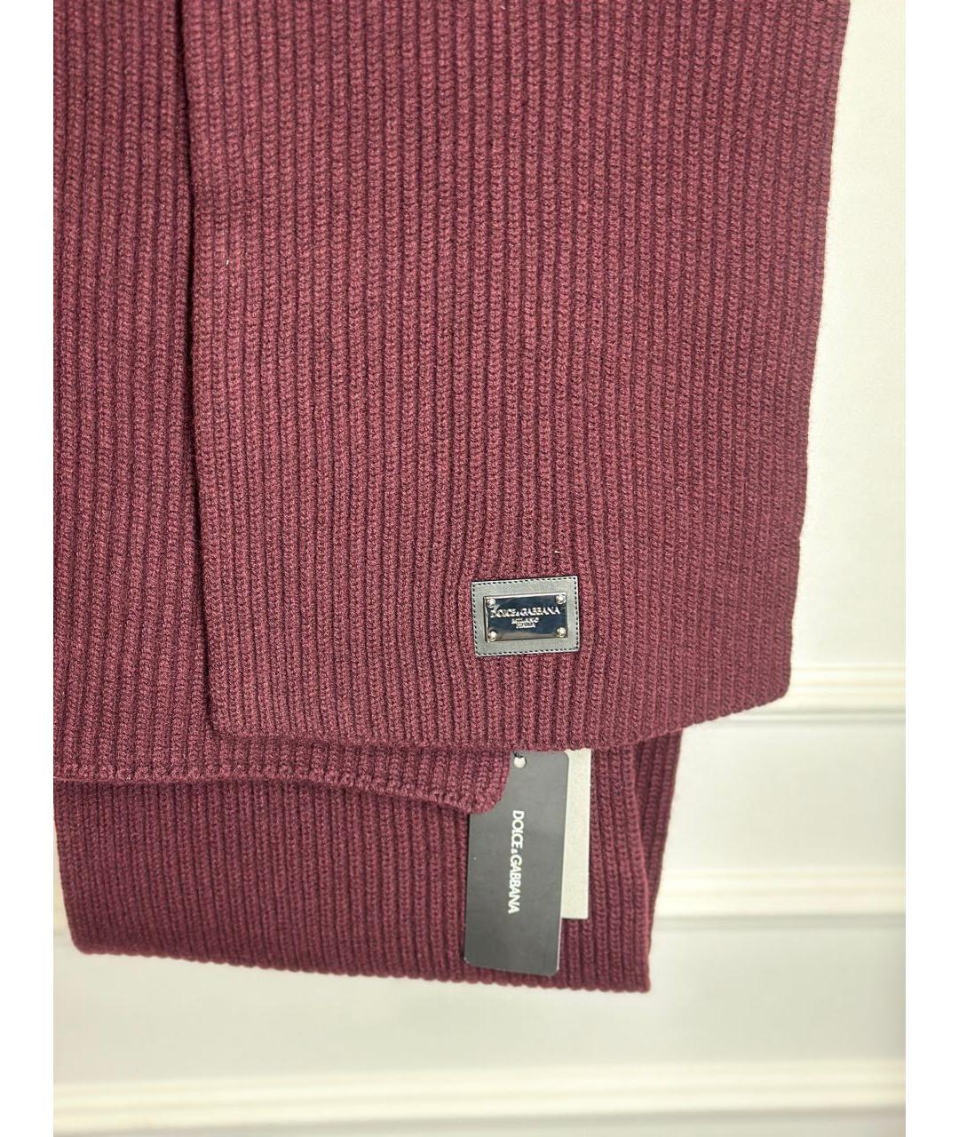 DOLCE&GABBANA Бордовый шерстяной шарф, фото 4