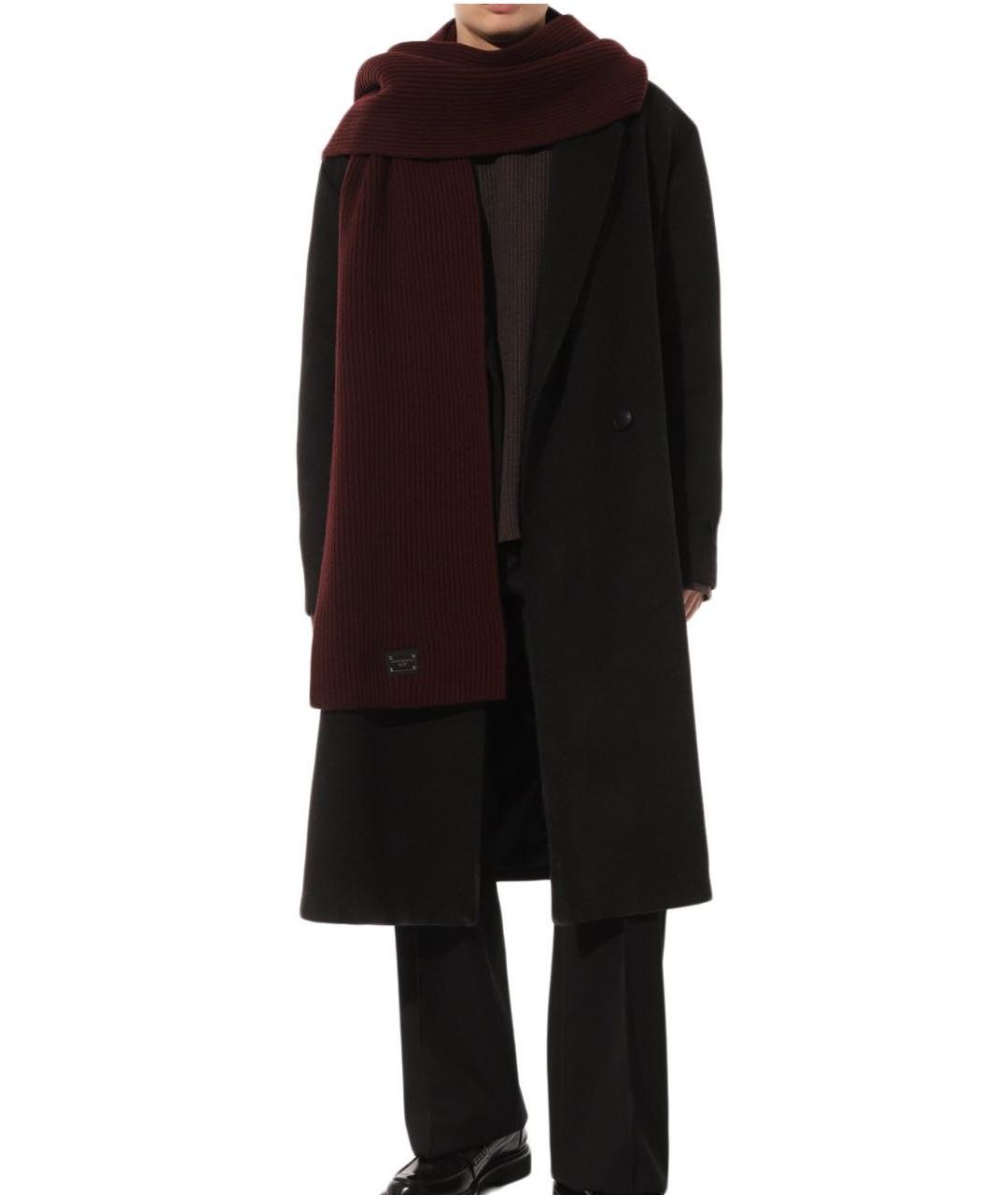 DOLCE&GABBANA Бордовый шерстяной шарф, фото 5