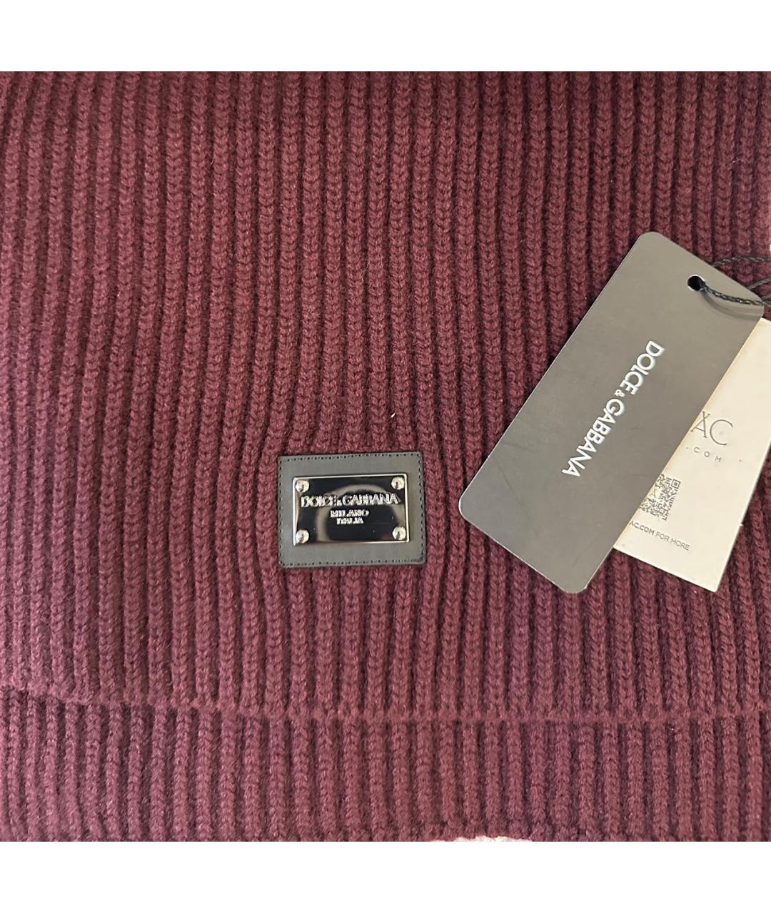 DOLCE&GABBANA Бордовый шерстяной шарф, фото 2