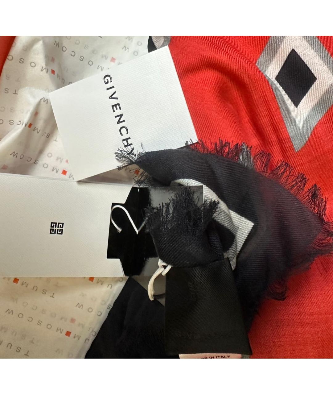 GIVENCHY Бордовый шерстяной платок, фото 6