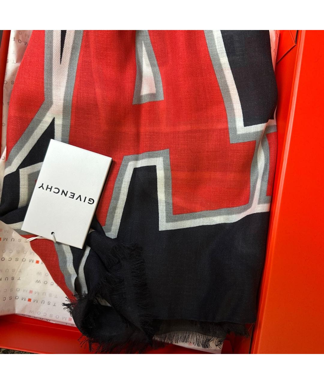 GIVENCHY Бордовый шерстяной платок, фото 8