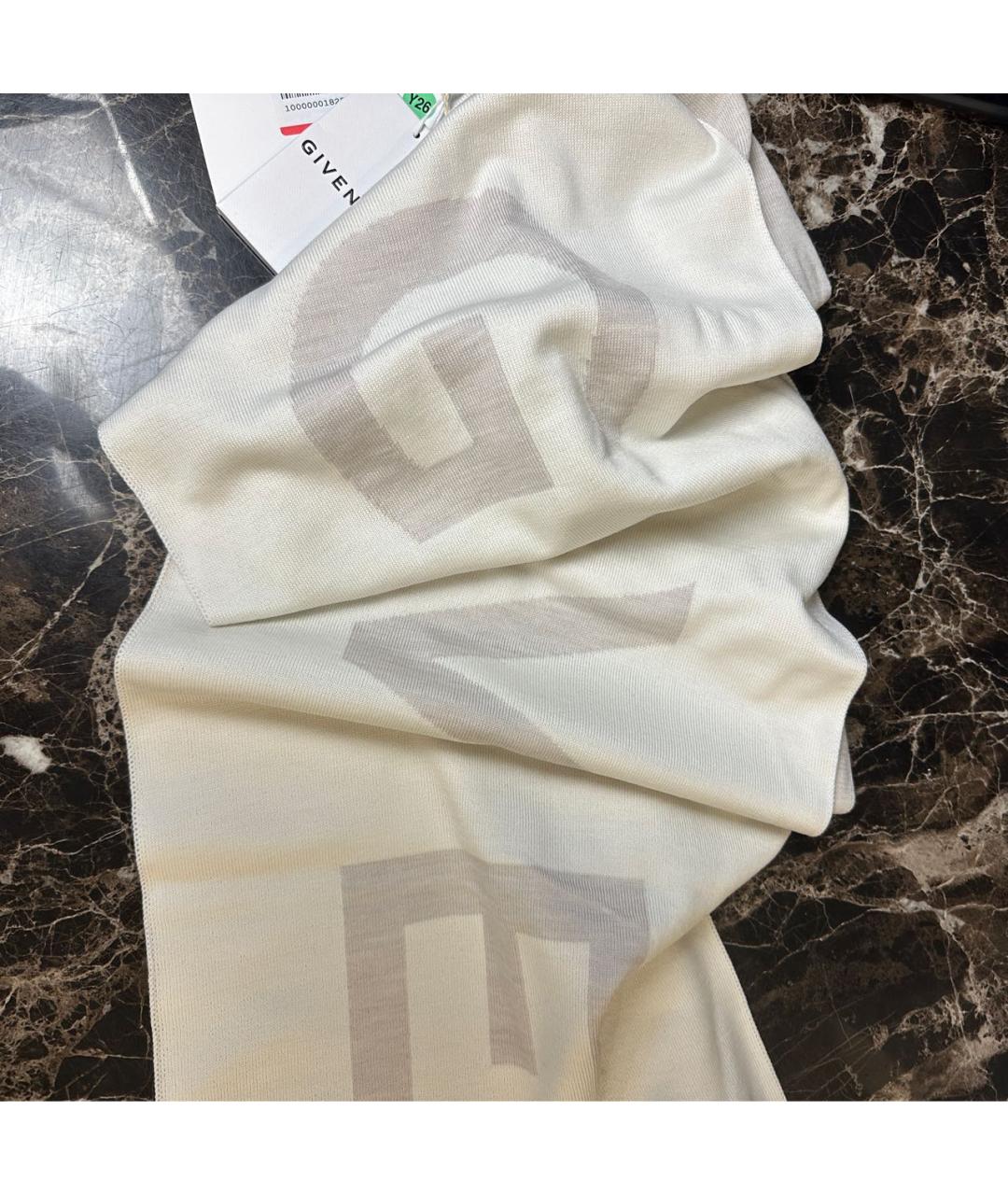 GIVENCHY Бежевый хлопковый шарф, фото 5