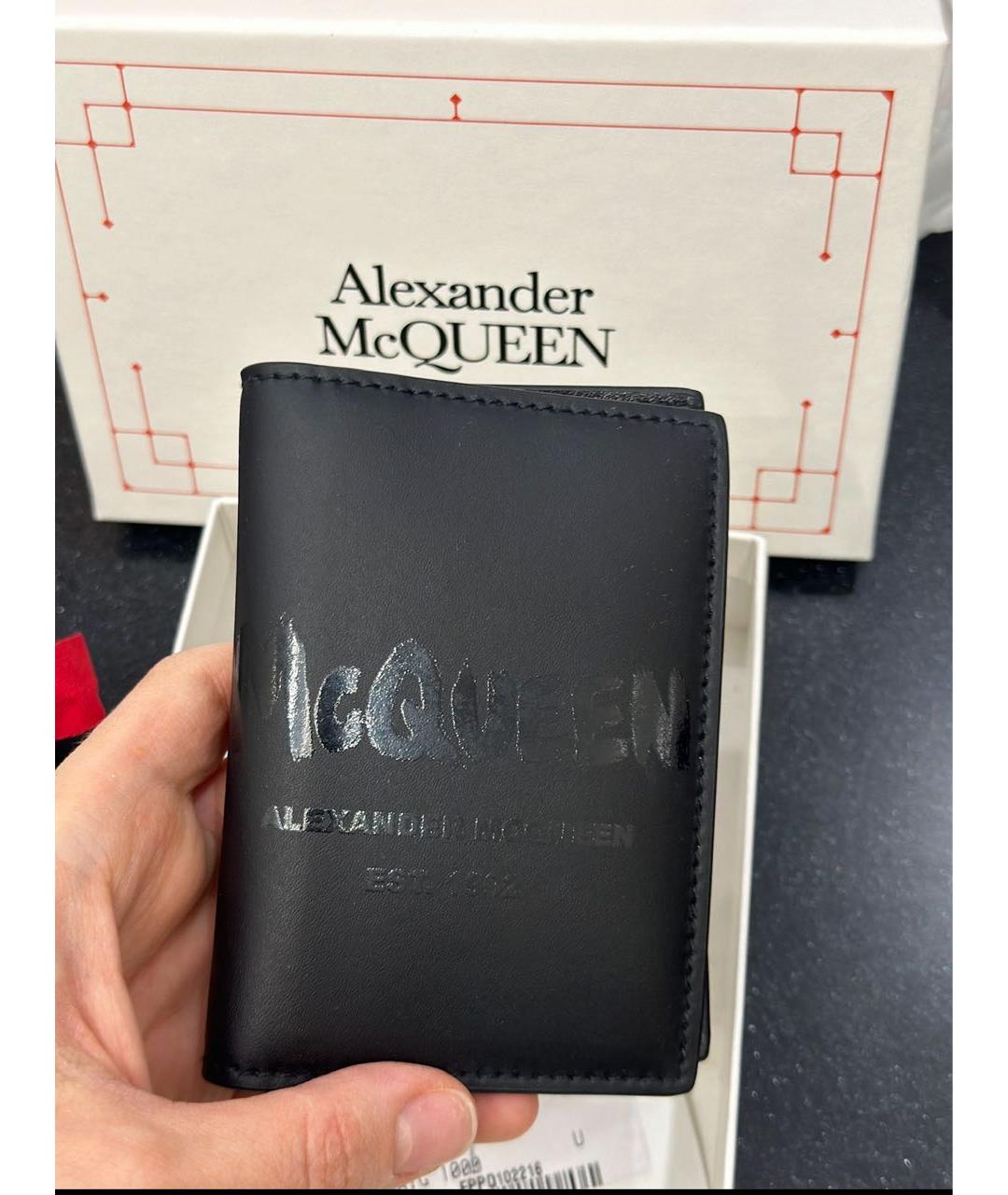 ALEXANDER MCQUEEN Черный кожаный кардхолдер, фото 2