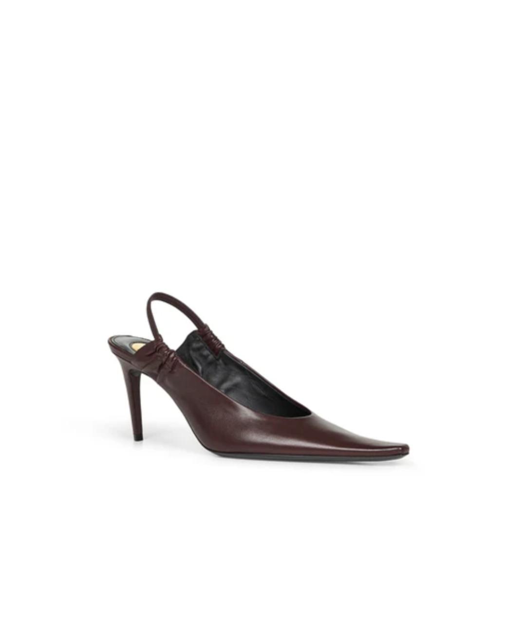 SAINT LAURENT Бордовые кожаные туфли, фото 2