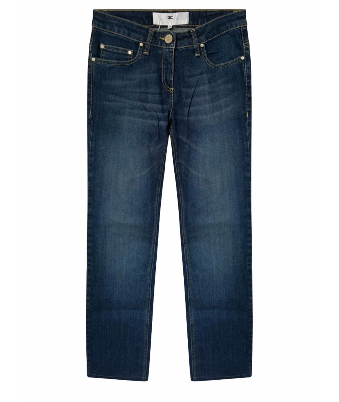 ELISABETTA FRANCHI Темно-синие хлопковые джинсы слим, фото 1