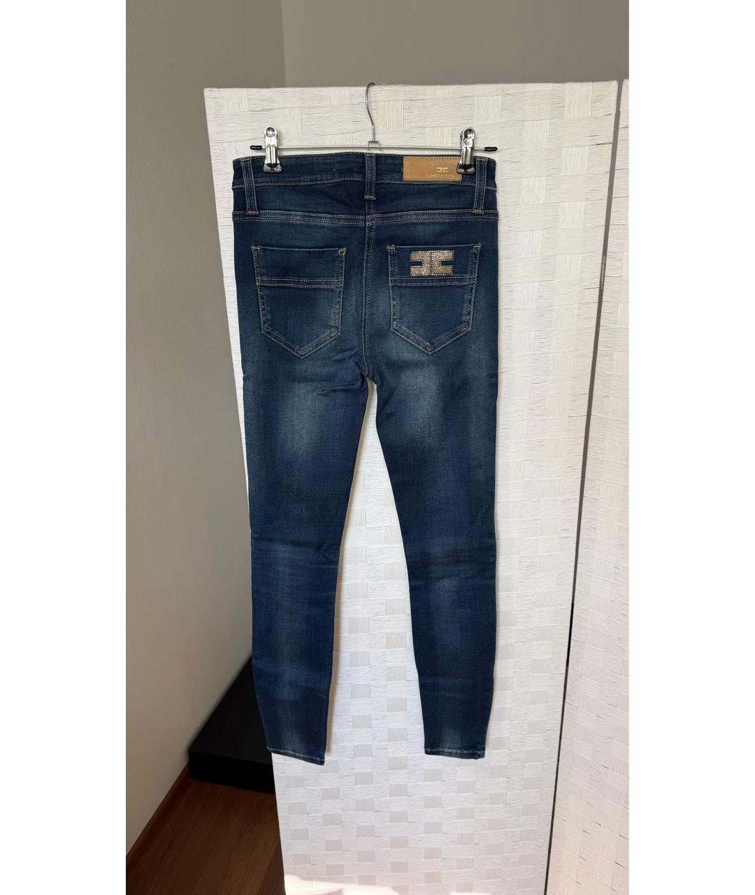 ELISABETTA FRANCHI Темно-синие хлопковые джинсы слим, фото 2