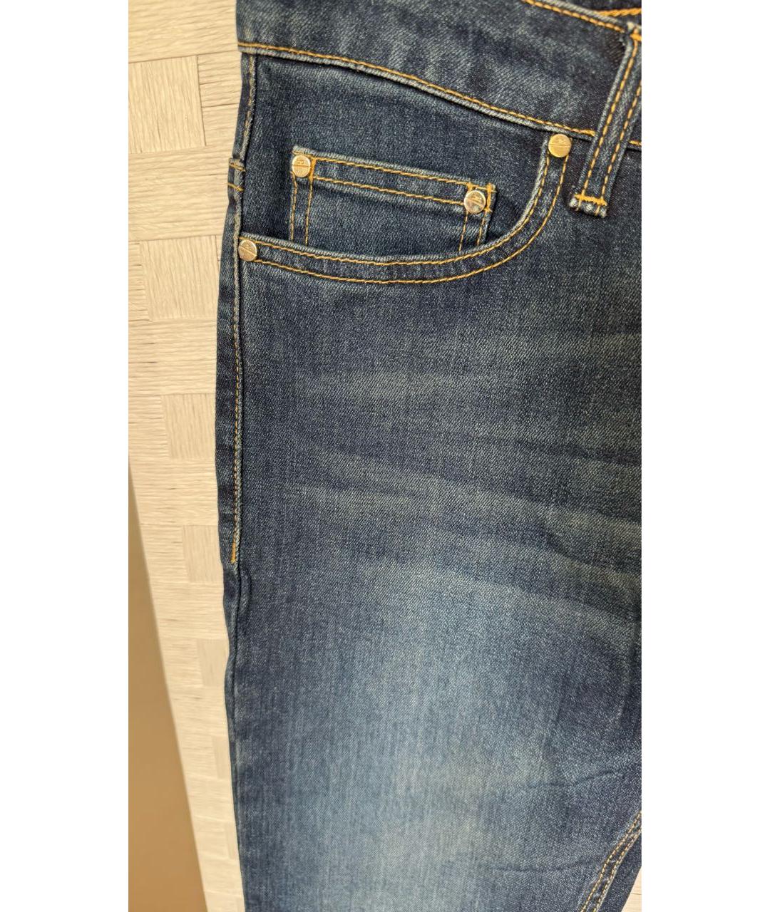 ELISABETTA FRANCHI Темно-синие хлопковые джинсы слим, фото 5