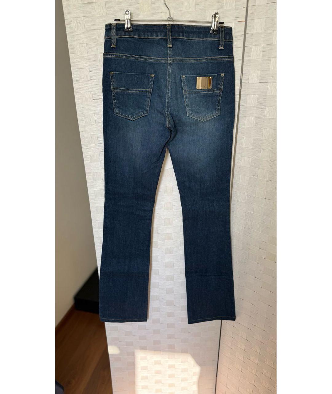 ELISABETTA FRANCHI Темно-синие хлопковые джинсы клеш, фото 2