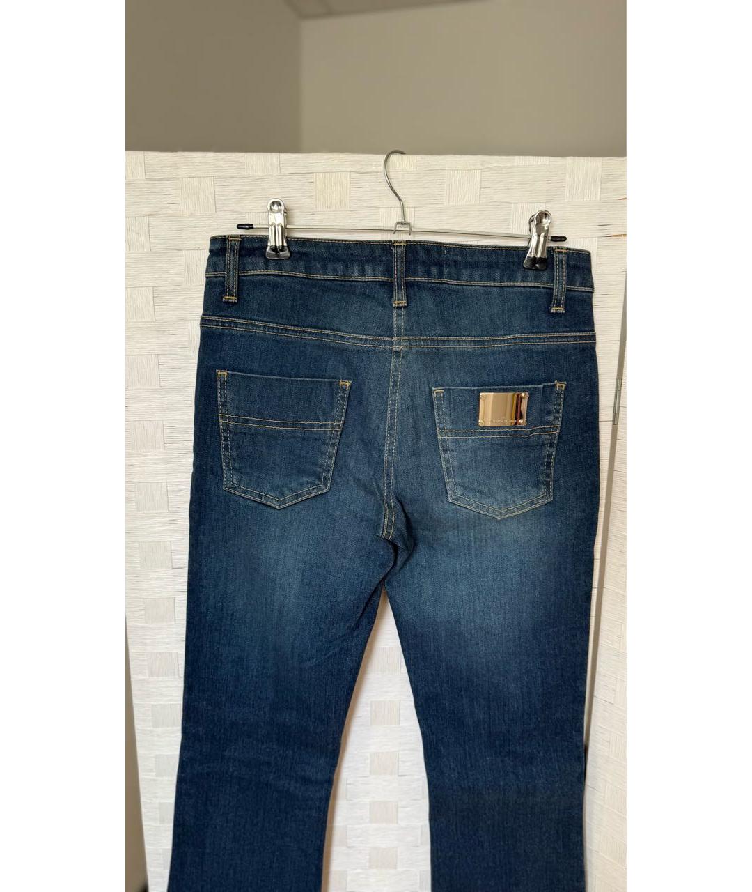 ELISABETTA FRANCHI Темно-синие хлопковые джинсы клеш, фото 4