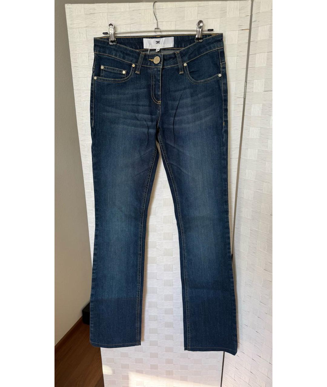 ELISABETTA FRANCHI Темно-синие хлопковые джинсы клеш, фото 5