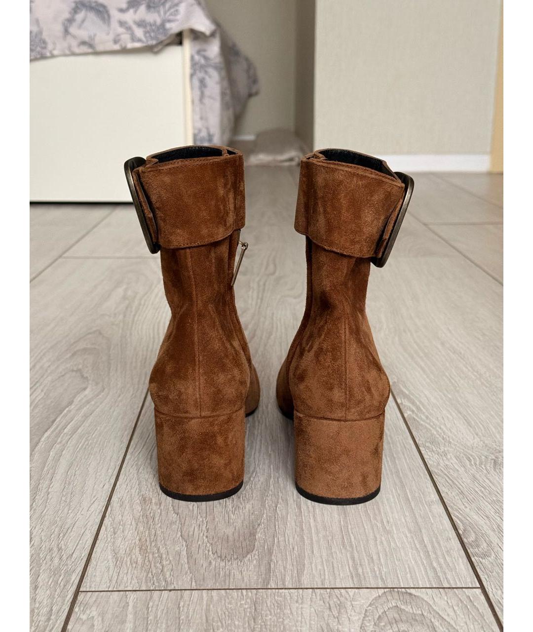 SAINT LAURENT Коричневые замшевые полусапоги, фото 4