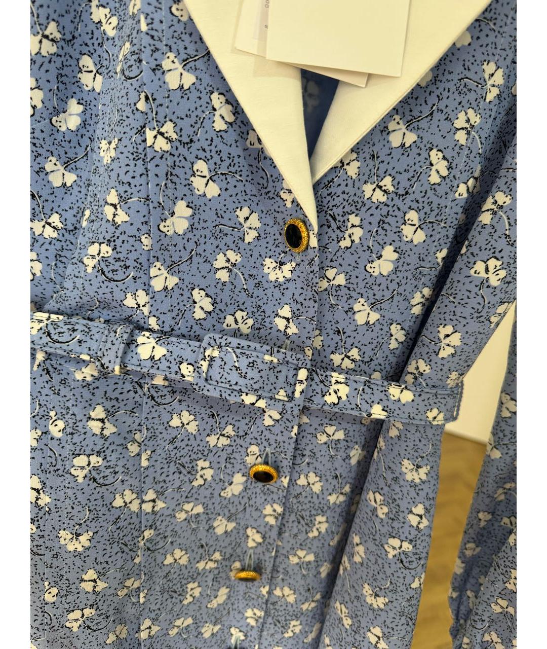 ALESSANDRA RICH Голубое шелковое коктейльное платье, фото 2