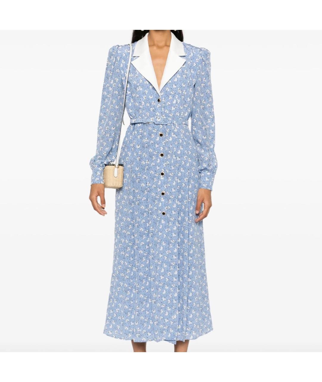 ALESSANDRA RICH Голубое шелковое коктейльное платье, фото 6