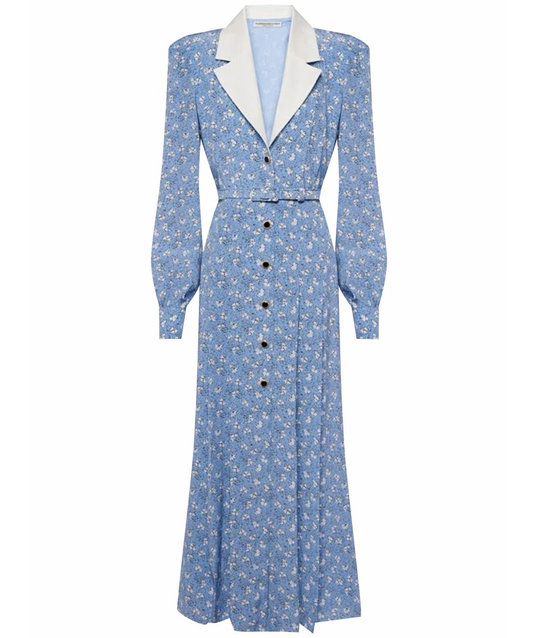 ALESSANDRA RICH Голубое шелковое коктейльное платье, фото 1