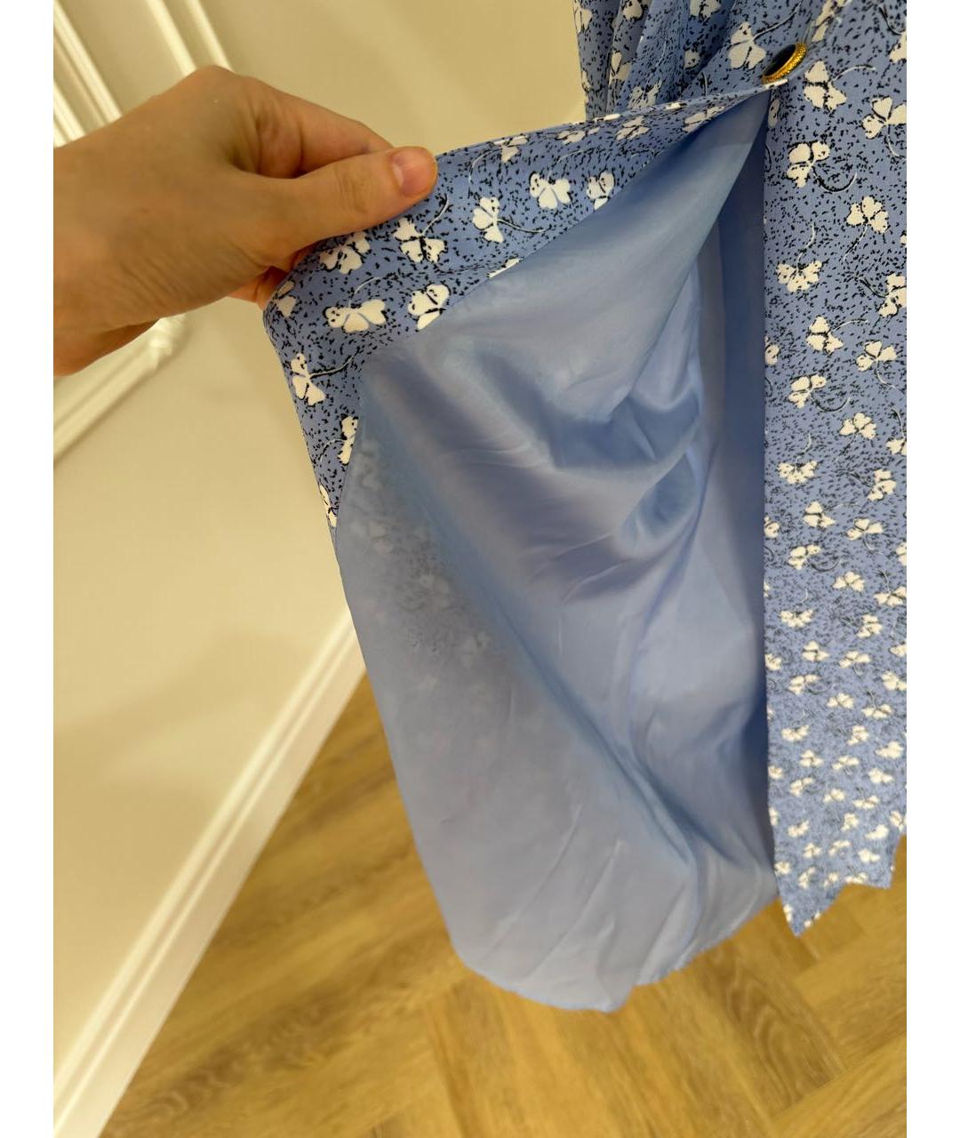 ALESSANDRA RICH Голубое шелковое коктейльное платье, фото 4