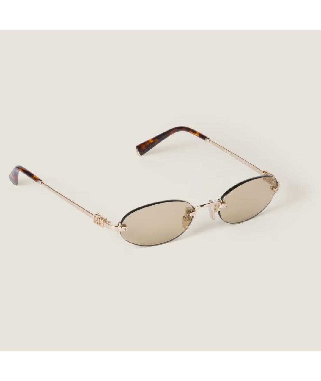 MIU MIU Золотые металлические солнцезащитные очки, фото 8