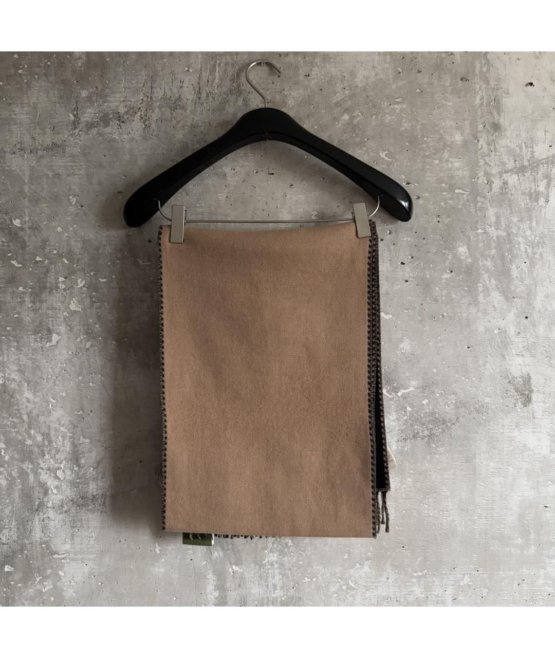 GUCCI Коричневый шерстяной шарф, фото 2