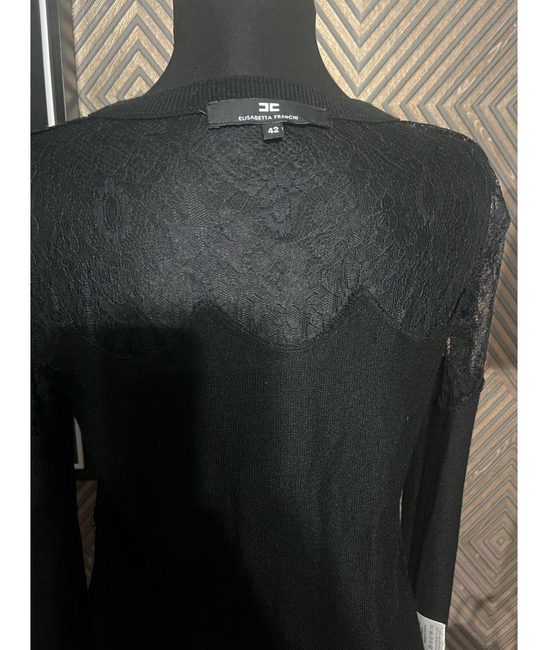 ELISABETTA FRANCHI Черный шерстяной джемпер / свитер, фото 3