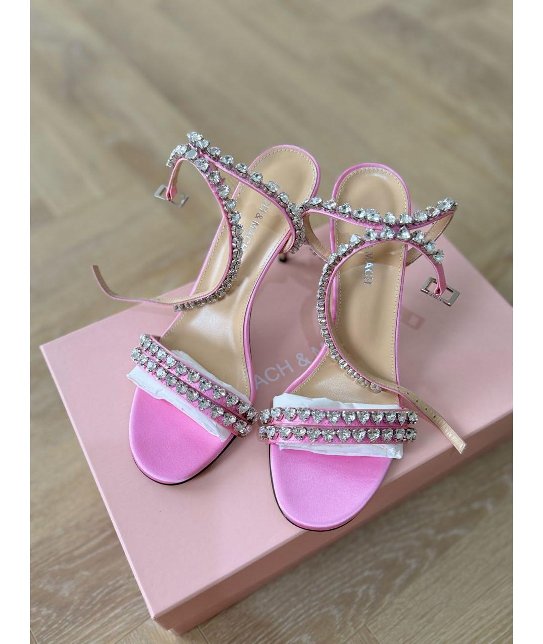 MACH&MACH Розовые текстильные босоножки, фото 2