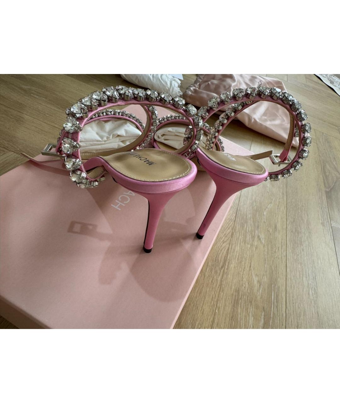 MACH&MACH Розовые текстильные босоножки, фото 3