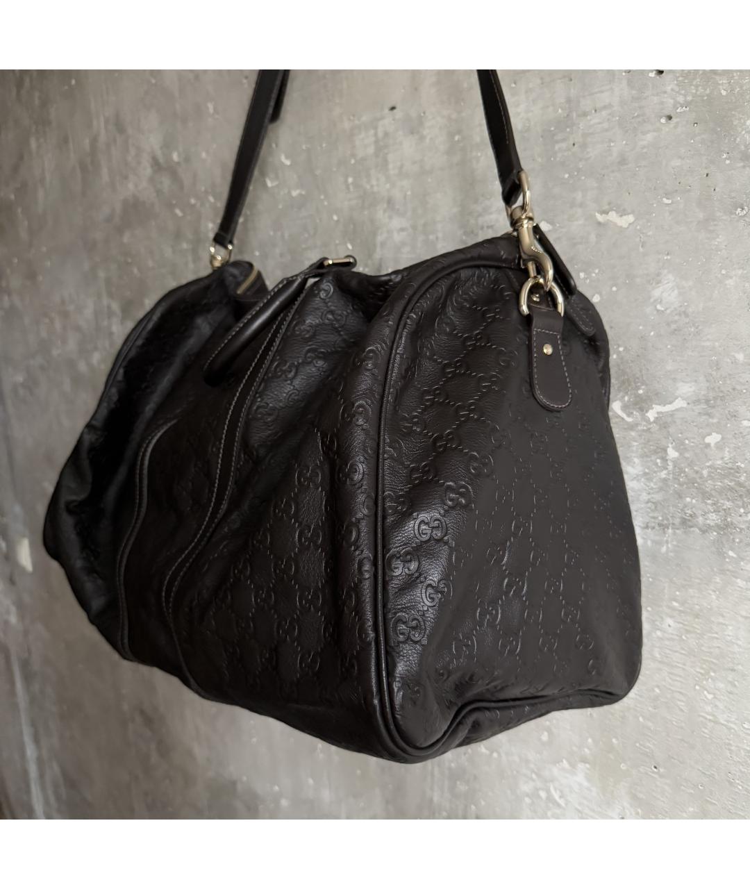 GUCCI Коричневая кожаная дорожная/спортивная сумка, фото 4