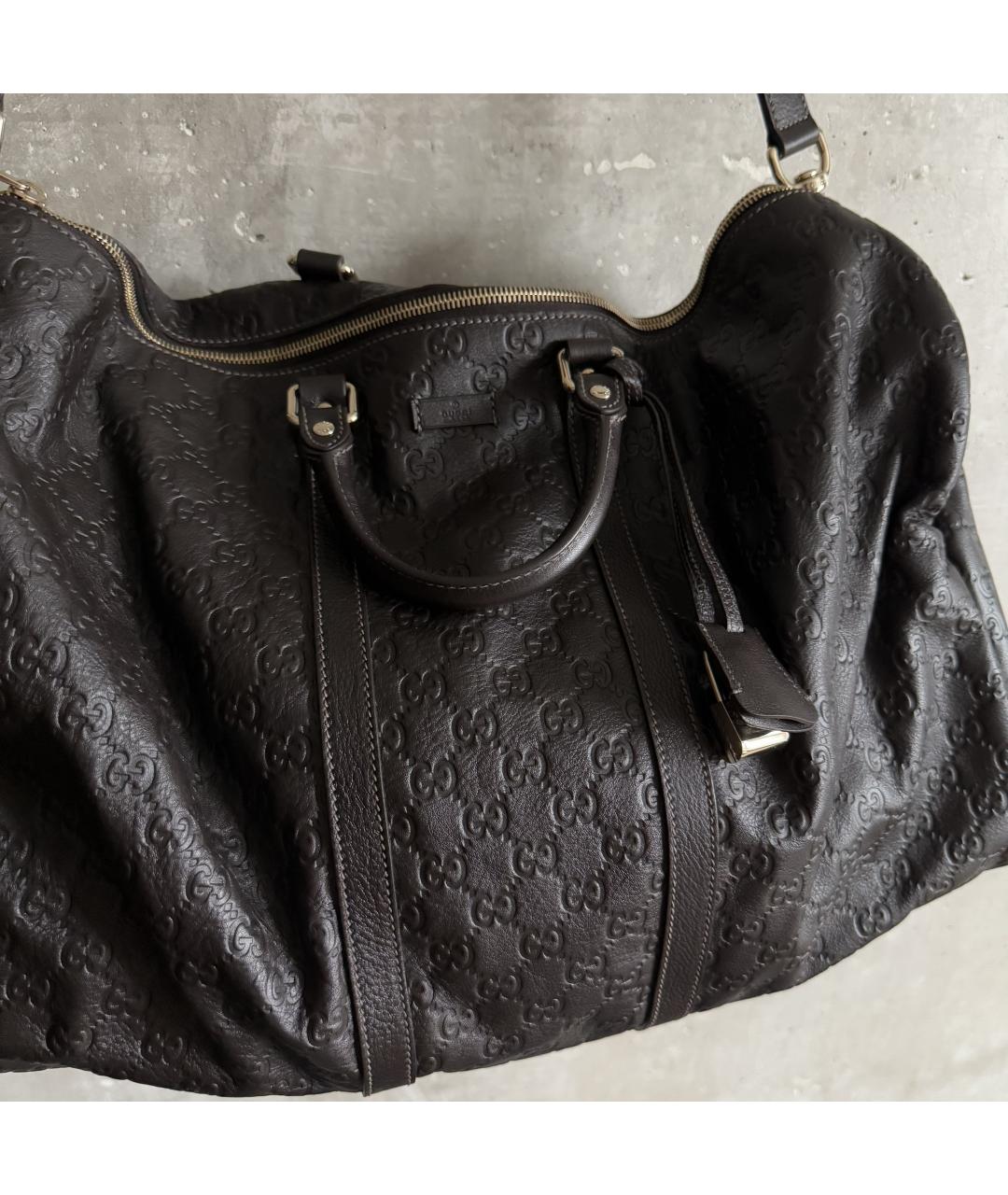 GUCCI Коричневая кожаная дорожная/спортивная сумка, фото 5