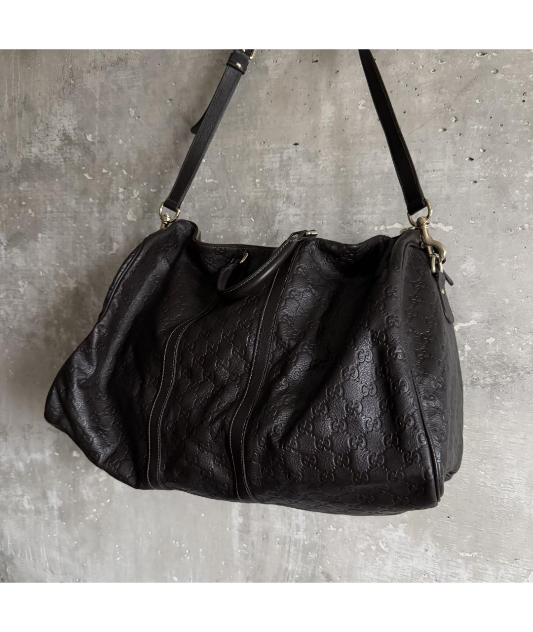 GUCCI Коричневая кожаная дорожная/спортивная сумка, фото 3