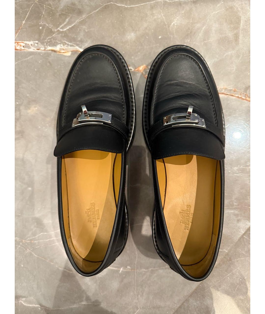 HERMES Черные кожаные лоферы, фото 3