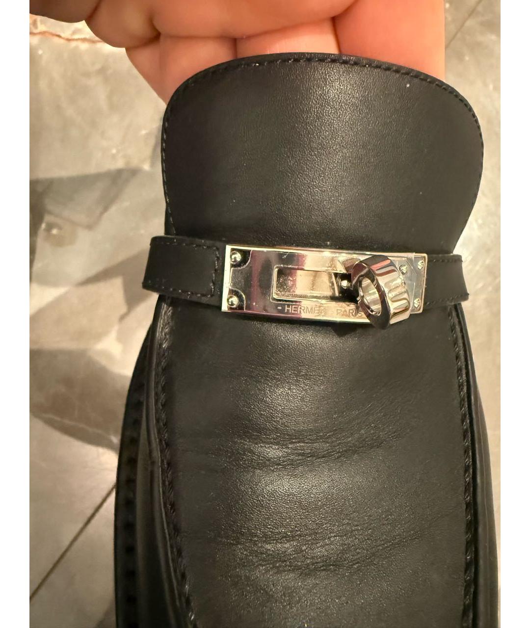 HERMES Черные кожаные лоферы, фото 6