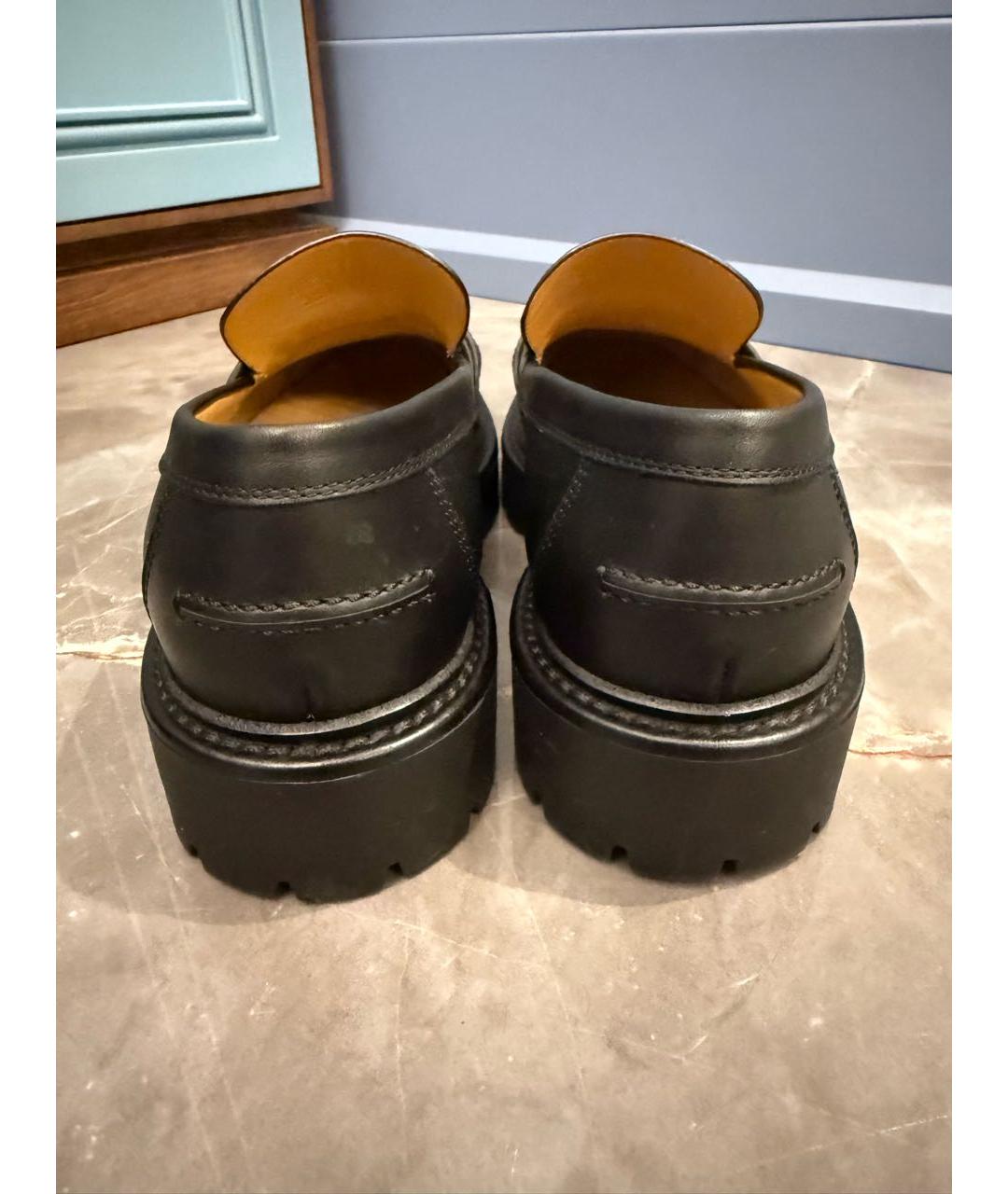 HERMES Черные кожаные лоферы, фото 4